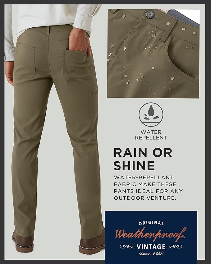 Weatherproof Vintage Casual Hiking Pants for Men - Lightweight Stretch Travel Mens Work Pants with Utility Cargo Pocket