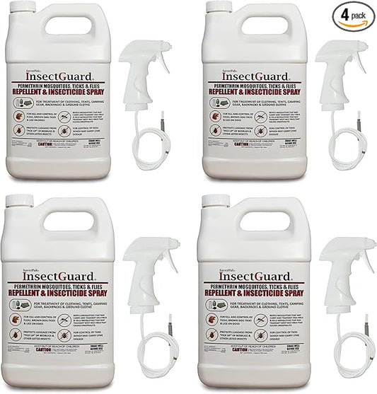 InsectGuard Permethrin Mosquitoes, Ticks and Flies Repellent & Insecticide Spray Gallon (128.00oz) 4 Pack - Case Pack