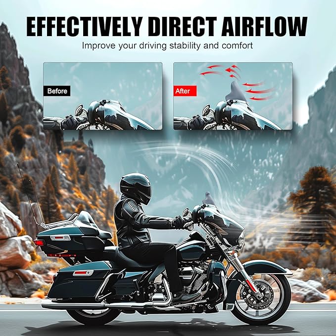 JMTBNO Smoke 4.5" Motorcycle Wave Windshield Windscreen Compatible for 2014-2024 Harley Davidson Touring Street Glide/Electra Glide/Ultra Limited/Tri Glide FLHT FLHX FLHXS FLHTK