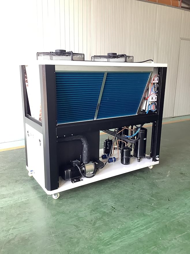 10HP Industrial Air-Cooled Water Chiller 220V 3-Phase 60hz |121,472 BTU Cooling Capacity, R407C Refrigerant, Precise Temperature Control 41°F-95°F for Industrial Process Cooling