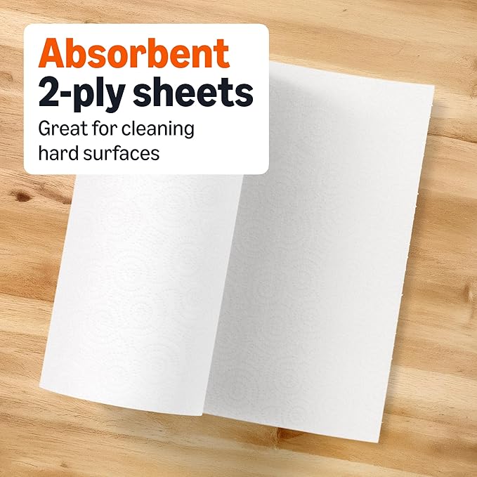 Amazon Basics 2-Ply Flex-Sheets Paper Towels, 2 Basics Rolls = 6 Regular Rolls, Everyday Value with 150 Sheets per Roll, Packaging May Vary