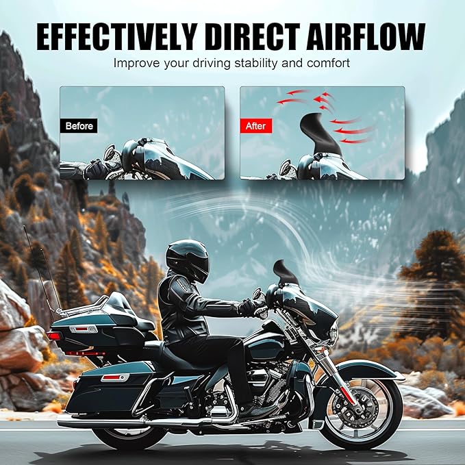 JMTBNO Black 9" Wave Windshield Windscreen Compatible for 2014-2024 Harley Davidson Touring Street Glide/Electra Glide/Ultra Limited/Tri Glide FLHT FLHX FLHXS FLHTK