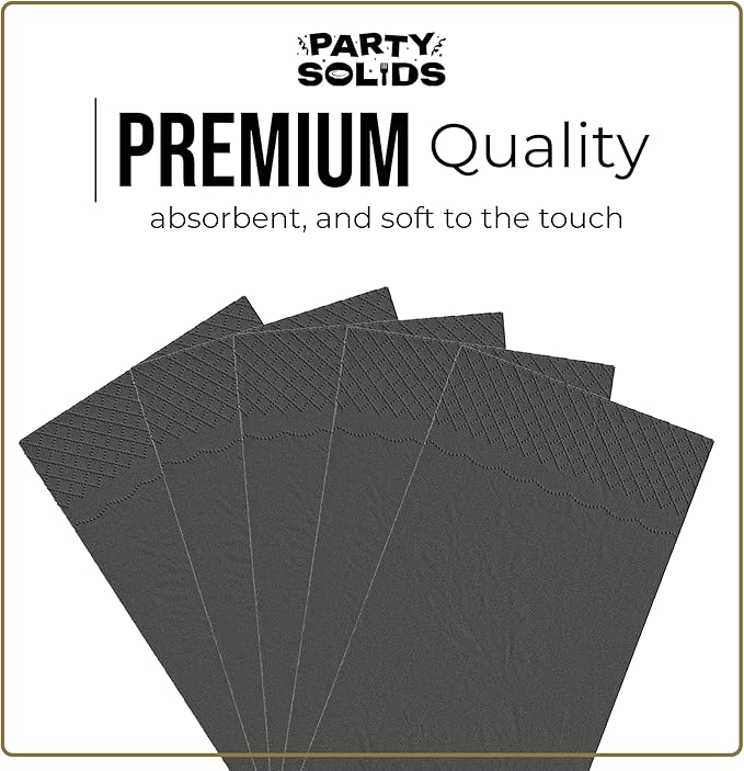 Black Dinner Napkins Disposable 8" x 4" Folded - 40 Pcs 2 Ply Black Napkins Disposable Paper Guest Towels for Bathrooms, Dinners, Everyday Parties & Party Supplies