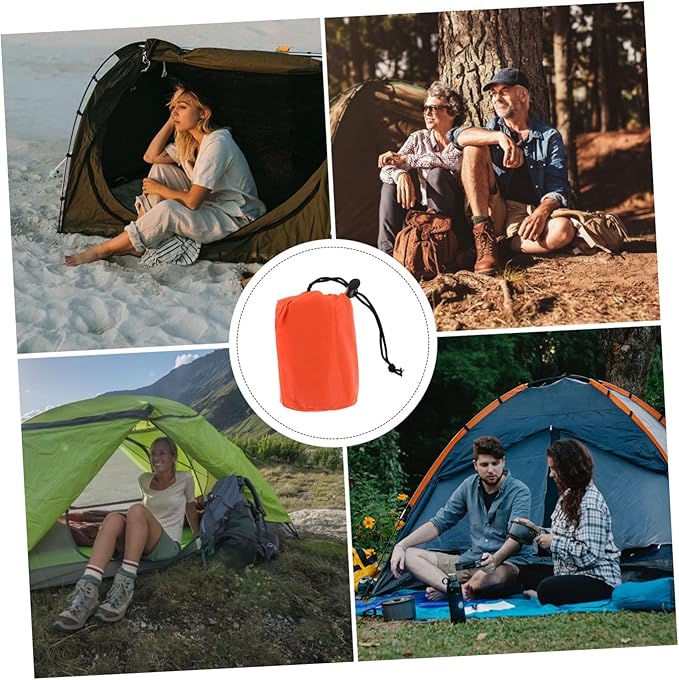 3 Set Outdoor Sleeping Bags with Drawstring Closure Thermal Emergency Bivy Sack for Camping Hiking and Survival Rainproof Protection with Storage Bags