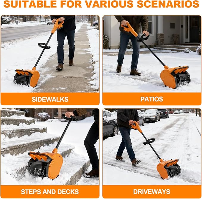 Electric Snow Shovel-Cordless Snow Removal Kit with Direction Plate & Dual-Safety Switch,Max 10" Throw Distance,Compatible with Dewalt 20V Max Battery (Tool Only)