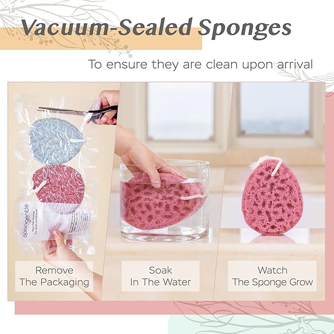 Spongentle Deep Cleansing Body Loofah Sponge, Natural Colors, for Bath and Shower, Multiple Textures for Gentle and Deep Exfoliation, Generous and Rich Lather, (Pack of 2)