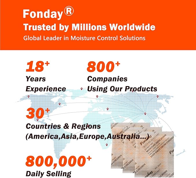 20g x 100 Packs Fonday Rechargeable Silica Gel Desiccant Packets Food Grade Fast Reactivate Desiccant Bags Moisture Indicating Orange to Green for Food Storage, Electronics, 3D Filament & Safes