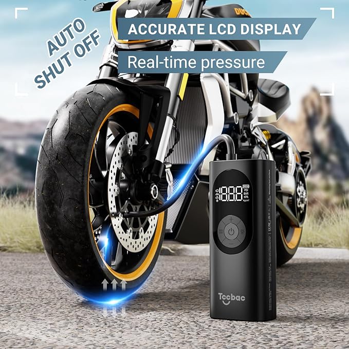 Tire Inflator Portable Air Compressor for Car, 2X Fast Bike Pumps with 150 PSI High Pressure and LED Light,Tire Pump Auto Shut-Off Electric Air Pump for Car Ball Motorcycle 2 Pack