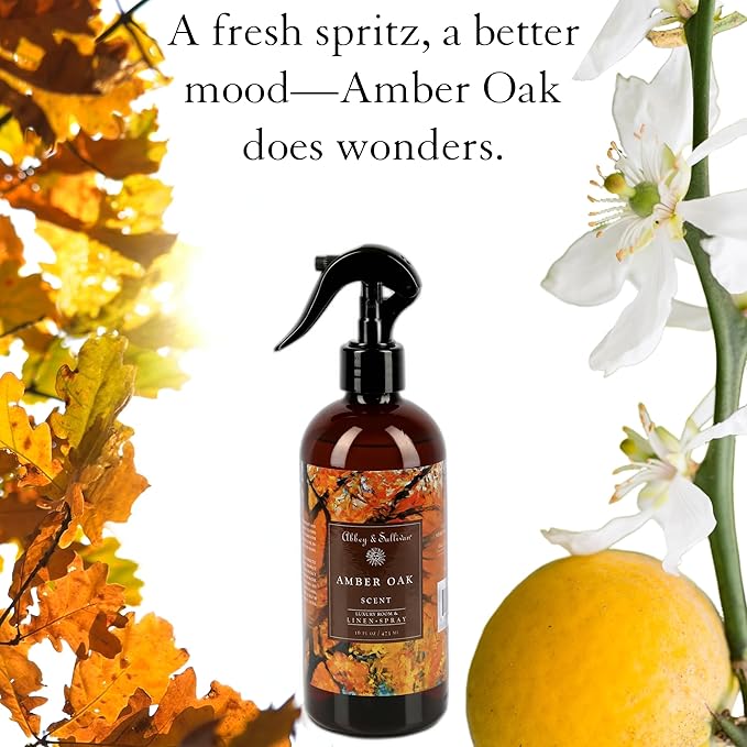 Abbey & Sullivan Odor Eliminating and Refreshing Linen and Room Spray, Amber Oak, 16 oz.