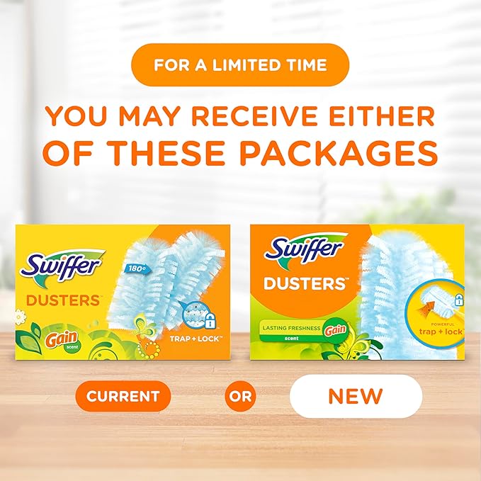Swiffer Dusters Refill for Cleaning, Made by SWIFFER, Feather & Microfiber Duster Disposable Alternative, for Dusting Furniture, Blinds, Ceiling Fans, Helps Remove Allergens, Gain Scent, 18 Count