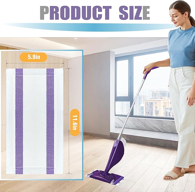 100 Pack Mopping Pad Refill for Wet Jet Mop, Disposable Multi Surface Wetjet Hardwood Floor Cleaner Spray Mop Pads Refills