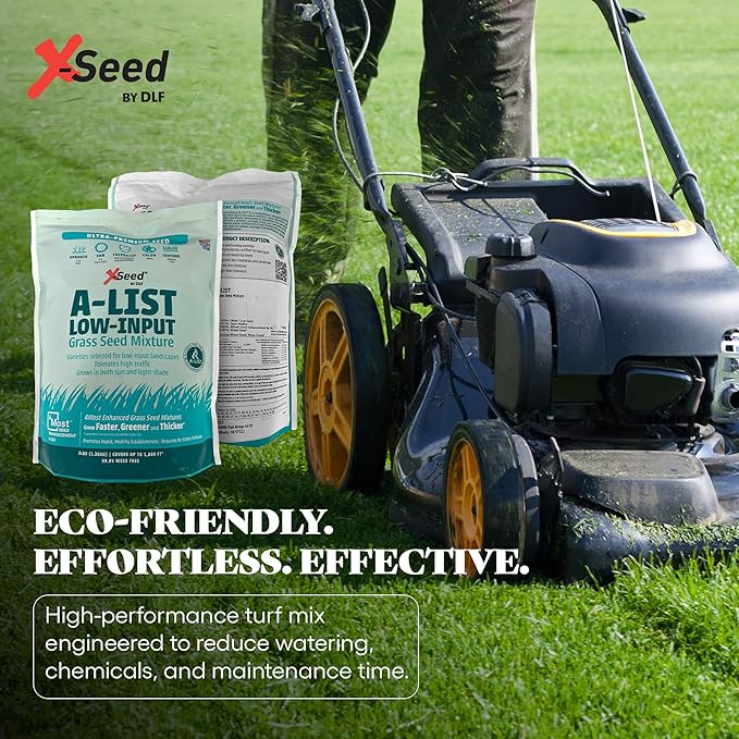 A-List Low Input Mixture Lawn Seed - Premium Grass Seeds for Lawn Repair Over Seeding and Thickening Ideal for Low Maintenance Drought-Resistant Lawn for High Traffic Sun and Light Shade Mix, 3 Pounds