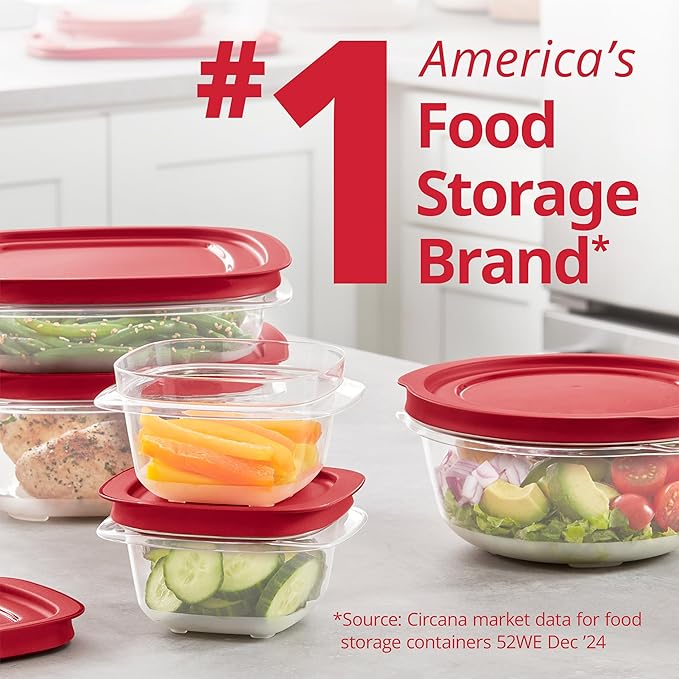 Rubbermaid EasyStore Square and Round Containers, 14-Piece Set, Food Storage Containers, Food Storage Containers with Lids