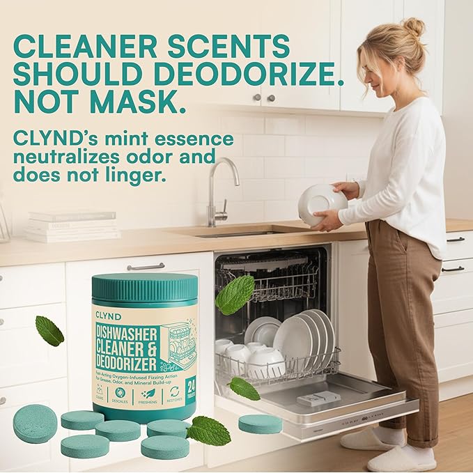 Dishwasher Cleaner and Deodorizer Tablets - 24 Pack Deep Clean Dishwasher Cleaning Tablets, Heavy Duty Streak-free Shine Dish Washer Cleaner, Natural Descaler and Odor Eliminator 12 Month Supply