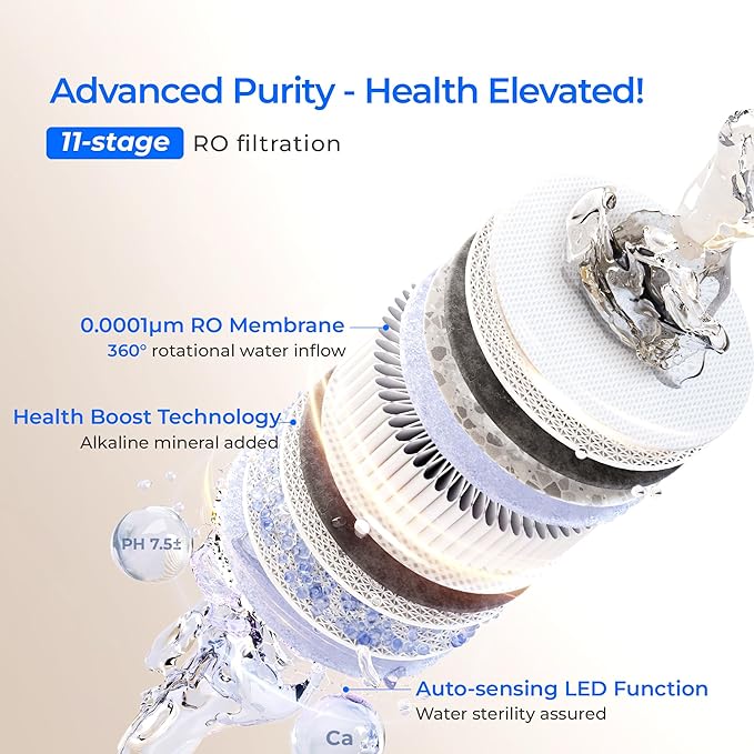 Waterdrop X12-Alkaline Mineral pH+ Tankless Reverse Osmosis System, NSF/ANSI 42&58&372 Certified, 1200 GPD RO Water Filter System, 11-Stage Filtration, 3:1 Pure to Drain, UnderSink, Black Faucet