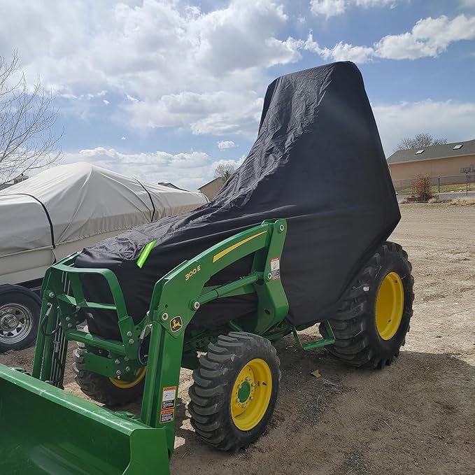 Tractor Cover Waterproof Compatible with Kubota,John Deere,Mahindra, Bobcat,Compact Utility Tractor Cowling Cover Heavy Duty Tractor Accessories Large (Large Cover)