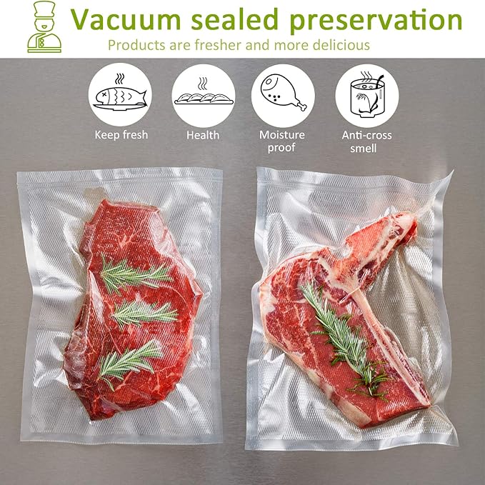 6 Pack 11"x20'(3Rolls) and 8"x20' (3Rolls)Thickened Vacuum Sealer Bags , Smell-Proof, Puncture Prevention, Heavy duty for POTANE, Food Saver, Great for Vacuum storage,Meal Prep or Sous Vide