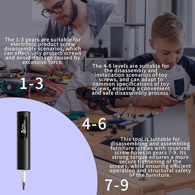 Wireless Charging Electric Screwdriver Set - Mini Precision Drill with Magnetic Bits, for Electronics/Phone/Watch Repair, DIY & Home Appliances,Multi-Functional Mini screwdriver kit (Black)