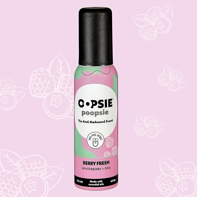 Oopsie Poopsie Pre Poop Spray - 4 Pack Natural Pre Poo Toilet Spray for Bathrooms, Trap Odors & Eliminate Embarrassment, 2oz Travel Size Pre Poo Air Freshener Spray (Variety 4-Pack)