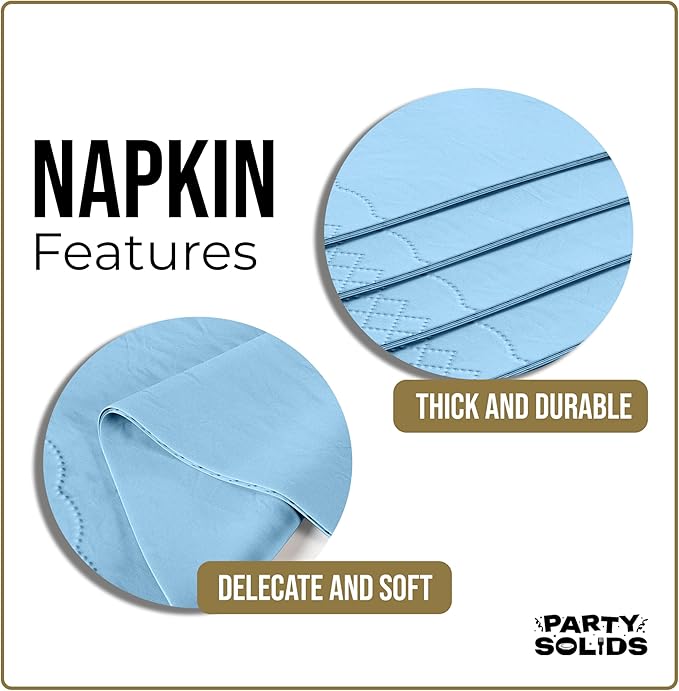 Light Blue Dinner Napkins Disposable 8" x 4" Folded - 40 Pcs 2 Ply Light Blue Napkins Disposable Paper Guest Towels for Bathrooms, Dinners, Everyday Parties & Party Supplies