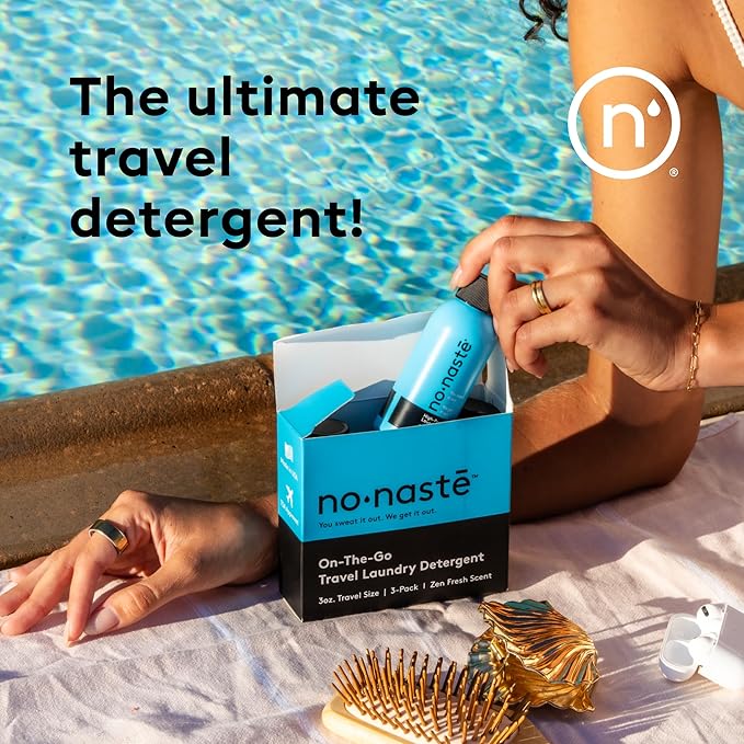 Nonaste Travel Laundry Detergent - Zen Fresh, 3 Fl Oz (Pack of 3), 9 Loads - Travel Size Laundry Detergent for Workout Clothes & More - TSA Compliant for On the Go