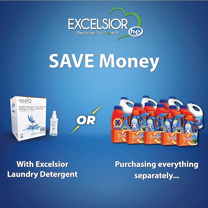 Excelsior - Laundry Detergent with Eco Bottle- Concentrated Liquid - Unscented, Biodegradable, Solvent, and Phosphate Free 3 Liter (1, Old Packaging)