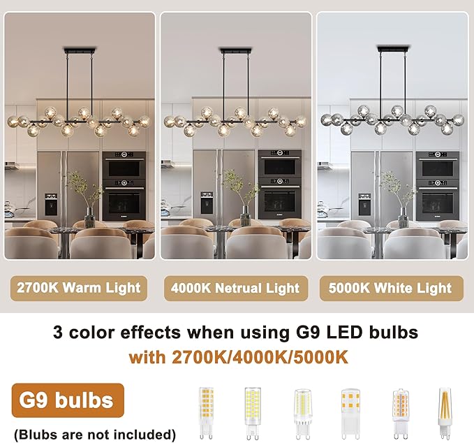 Dining Room Light Fixture 16-Light Large Chandelier Farmhouse Chandeliers for Dining Room Linear Sputnik Chandelier Smoke Gray Swirled Globe Glass Bubble Black Modern Pendant Lights Kitchen Island
