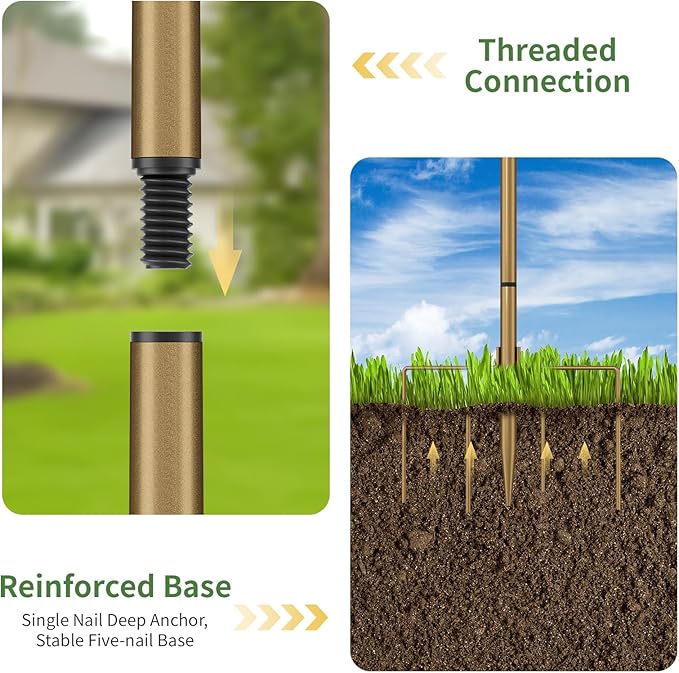 Bird Feeding Station with Multi Feeder Hanging, 4-Hook Bird Feeder Pole with 5 Prong Base, Metal Suet Feeder, Mesh Tray for Attracting Wild Birds and Planter Hanger (Copper 91in)