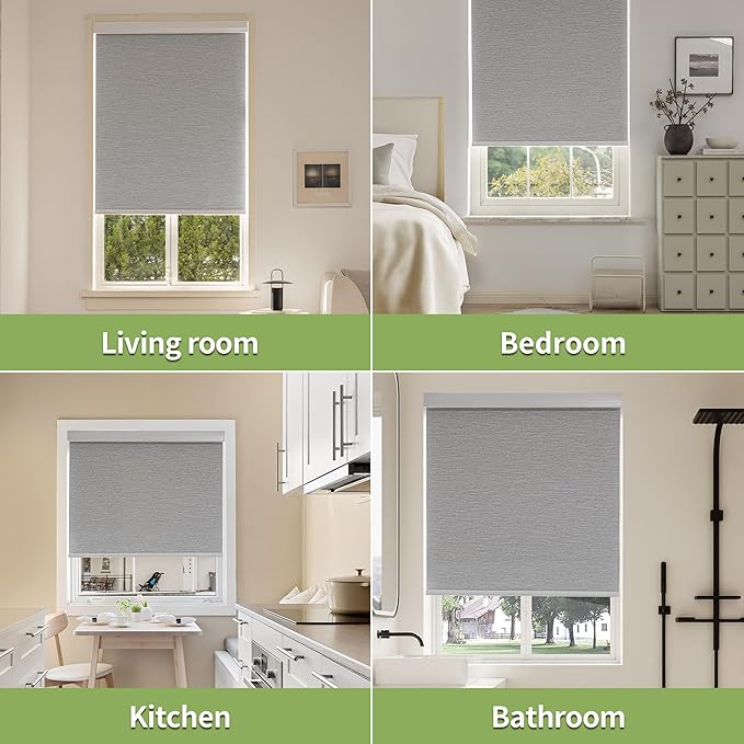 100% Blackout Shades for Indoor Windows, Cordless Roller Window Shades Pull Down, Thermal Insulation & UV Protection Shades for Home,Office,Bedroom, Grey 47"x72"
