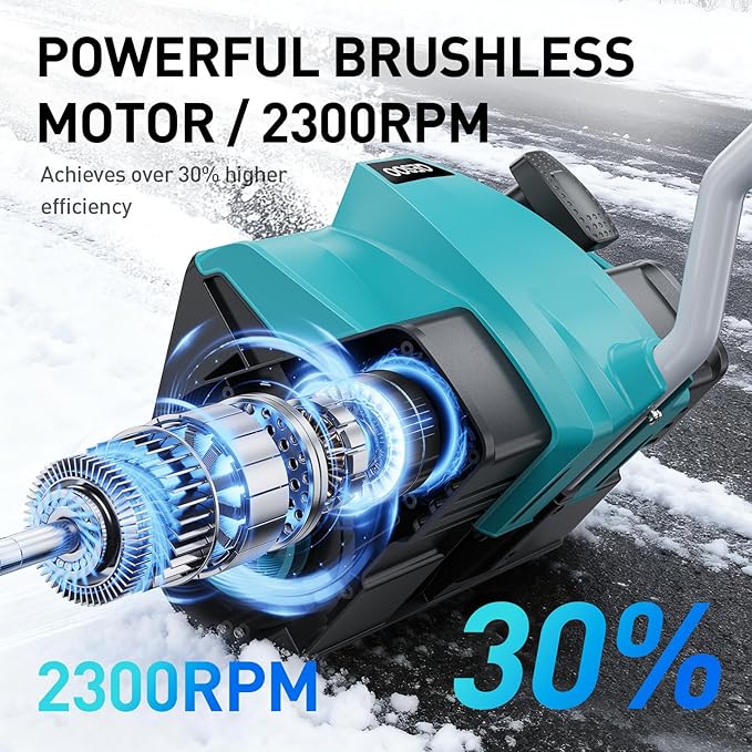 12-Inch Cordless Brushless Snow Shovel Compatible with Makita 18V Battery(Tool Only) Electric Snow Blower with 23ft Throwing Distance, Adjustable Chute, Smart Control, LED Light for Driveway, Patio