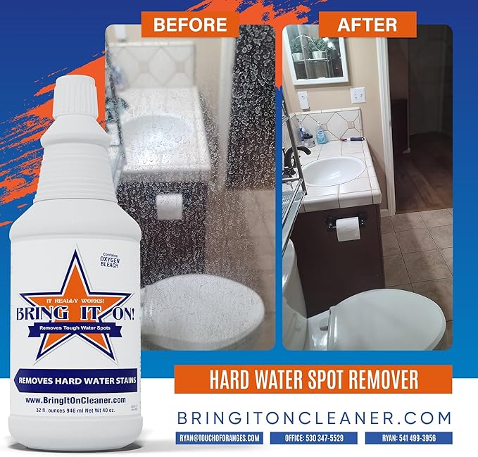 Bring It On Grout Cleaner, Hard Water Stain Remover, Remove Spots on Shower Door, Clean Tile, Fiberglass, Windows, Grout Lines Cleaner 16 Ounce