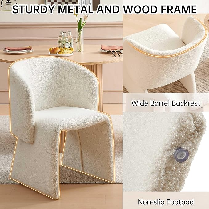Kitchen Dining Table Set for 2, Farmhouse Round Dining Room Table and 2 Seated Dining Accent Chairs Curved Backrest&Armrest, Modern Dining Room Table Set for Home Dining Hall