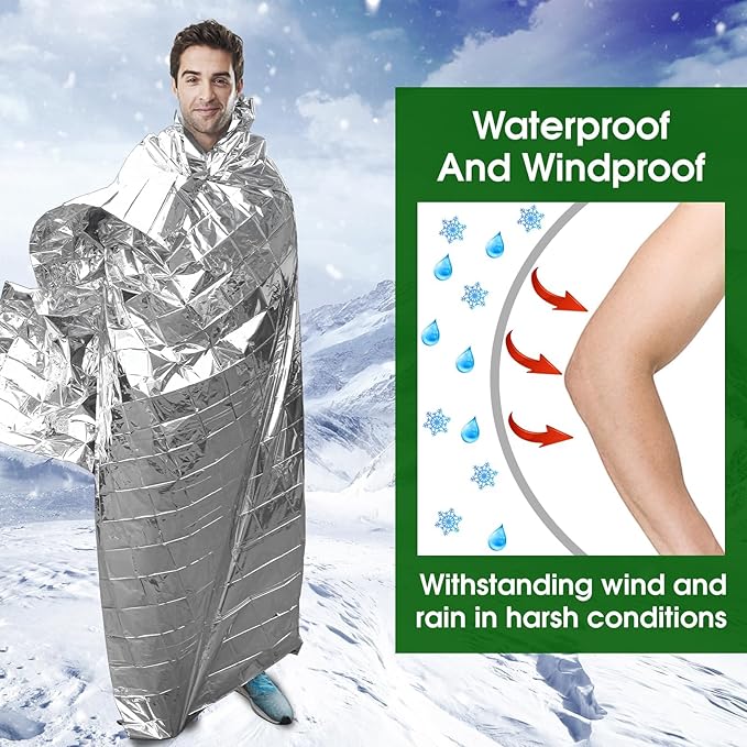 CXYARY 100 Pack Emergency Mylar Thermal Blanket, 84” x 52” Space Blankets, Emergency Thermal Blanket Space Rescue Survival Gear Camping for Outdoors, Hiking, Camping Survival