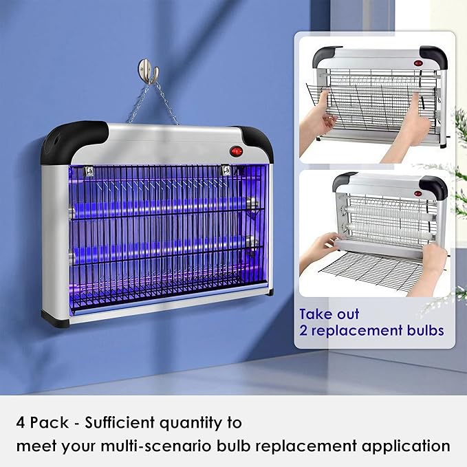 Qualirey 4 Pack Bug Zapper Replacement Light Bulbs 10W for 20W Indoor Bug Zapper, BL T8 F10W 13Inch Light Tube Compatible with Aspectek, Liba, Micnaron, Lulu Home and Other 20W Mosquito Lamp