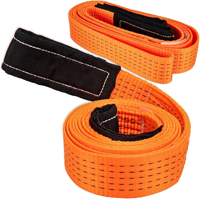 2 Pcs 2" x10FT Heavy Duty Nylon Lifting Sling Strap, 15000lb Capacity Super Sturdy Flat Eye Rigging Strap for Hoist, Towing, Moving, Tree Saver Recovery, and Winch