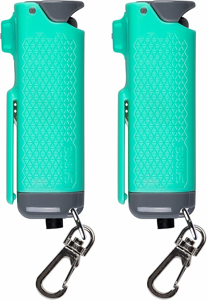 SABRE Safe Escape 3-In-1 Pepper Gel With Seat Belt Cutter & Window Breaker, Maximum Strength Pepper Spray, Snap Clip Keychain for Easy Carry & Fast Access, 0.54 fl oz, Easy to Use Fast Flip Top Safety