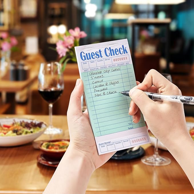12 Pack Green Guest Checks Books for Servers Server Note Pads, Waiter Checkbook, Waitress Notepad for Restaurants, Paper Checks 50 Sheets/Pack, 600 Total Tickets