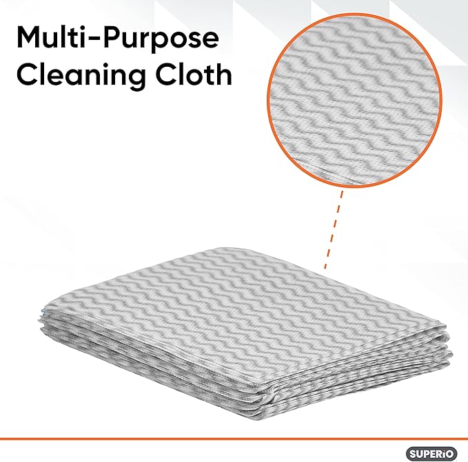 Superio Handy Wipes For Kitchen Multi-Purpose Heavy-Duty Reusable Cleaning cloth for house, Bathroom, and office. Disposable Dish Towel (15 Grey)