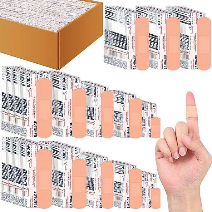 Timgle 1500 Pcs Variety Pack Adhesive Bandages Bulk Waterproof Adhesive Breathable Bandages for Sensitive Skin School Nurses Businesses Travel First Aid Kits Homeless Care Supplies Donations