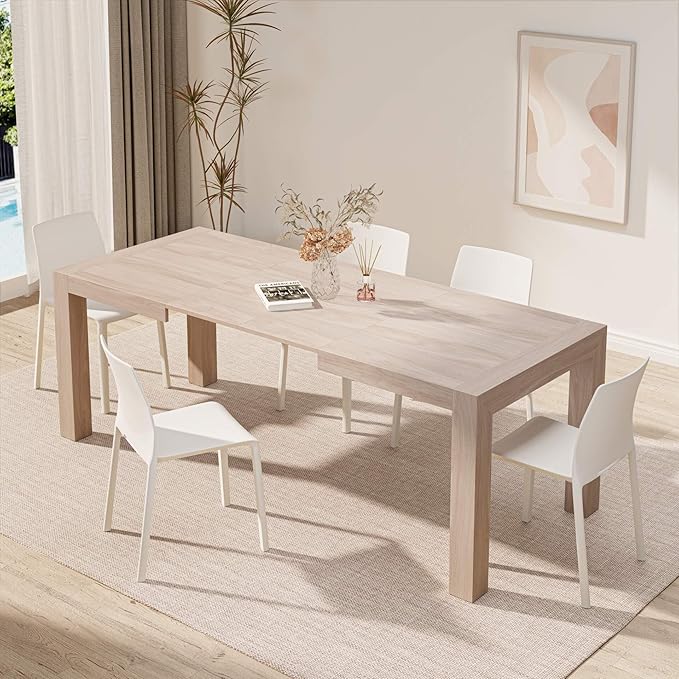 Mobili Fiver, Iacopo Extendable Dining Table, 55.1(86.6) x35.4 in, Pearled Elm, Made in Italy
