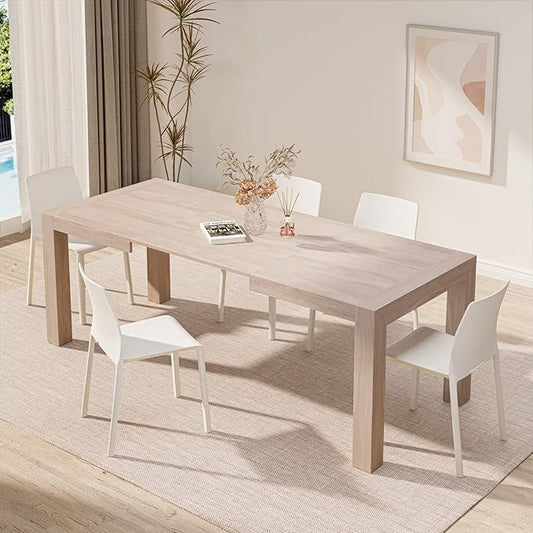 Mobili Fiver, Iacopo Extendable Dining Table, 55.1(86.6) x35.4 in, Pearled Elm, Made in Italy