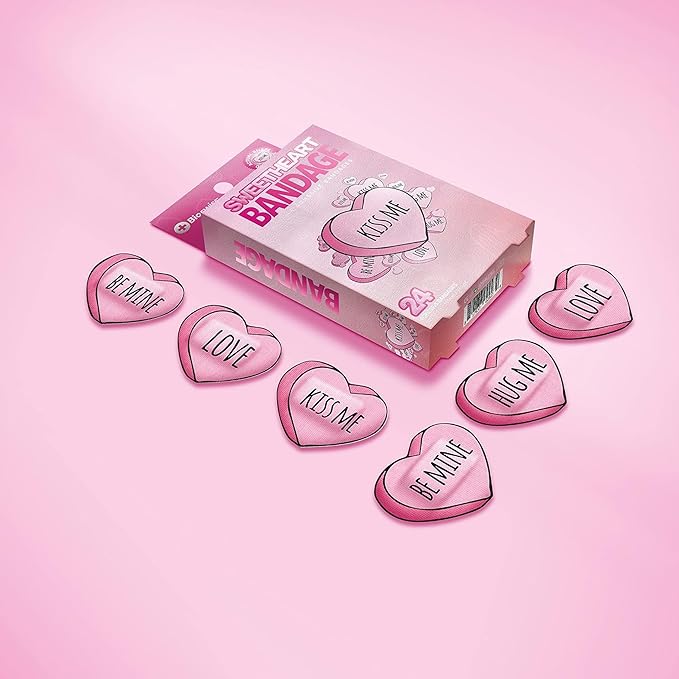 BioSwiss Kids Bandages, Valentine Heart Shaped Self Adhesive Bandage Set, Latex Free, Sterile Wound Care, 24 Count