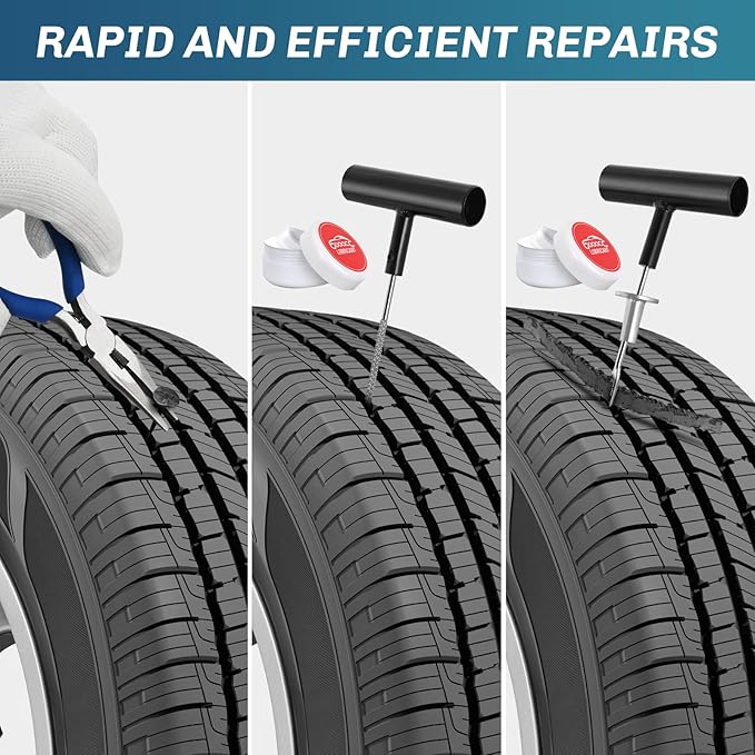 GOOACC Tire Repair Kit, 37 PCS Tire Plug Kit, Tubeless Tire Puncture Repair Tool for Car, Motorcycle, ATV, Tractor, Lawn Mower