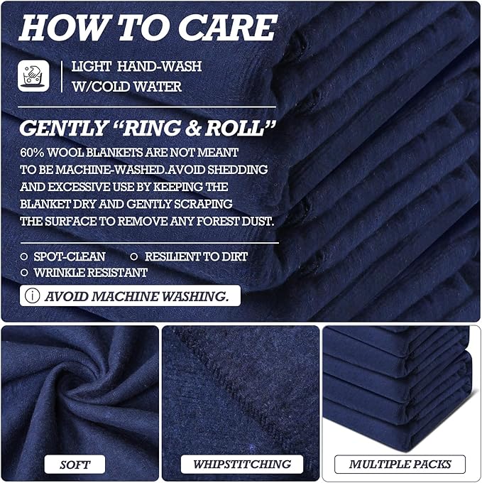Preboun 6 Pcs First Aid Fire Retardant Blanket Military Blanket 60" x 80" Survival Throw for Camping Emergency and Everyday Use Fire Retardant Extra Thick and Warm Outdoor Bed Throw (Dark Blue)