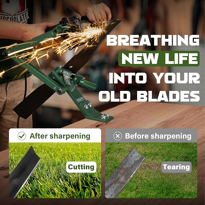 Lawn Mower Blade Sharpener, Lawnmower Blade Sharpening Tool with Blade Balancer, Blade Sharpner Kit