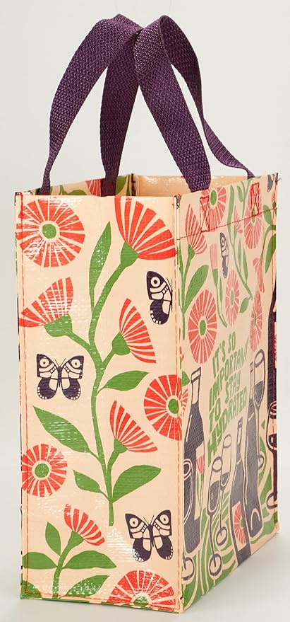 Blue Q Handy Tote, It's So Important to Stay Hydrated. Reusable lunch sack, little gift bag, easy-to-wipe-clean, 95% recycled material, 10" h x 8.5" w x 4.5" d