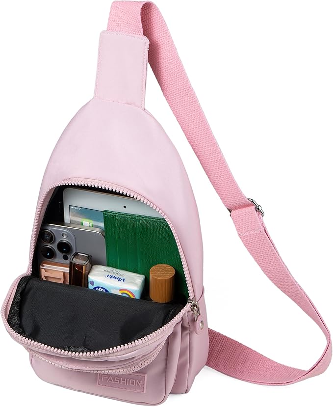 Sling Backpack Crossbody Bags for Women, Small Sling Bag Cross Body Bag for Outdoors Sports Hiking - Pink
