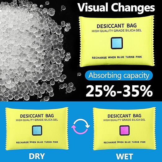 15 Pack Rechargeable Desiccant Packs Silica Gel Desiccant Moisture Absorbing Bag for Storage Reusable Car Dehumidifier Bag Bin Indicating Silica Gel Packet for Home Closet (6 x 3.5 Inches)