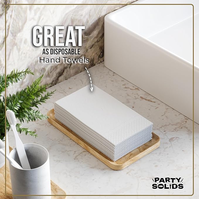 White Dinner Napkins Disposable 8" x 4" Folded - 40 Pcs 2 Ply White Napkins Disposable Paper Guest Towels for Bathrooms, Dinners, Everyday Parties & Party Supplies