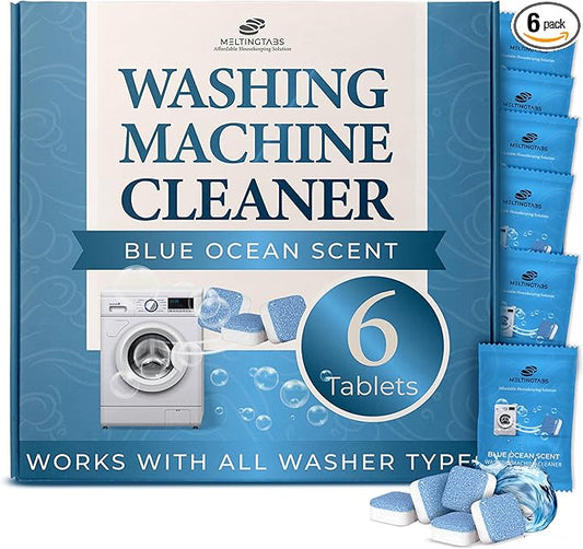 Washing Machine Cleaner Tablets – Deep Clean Washer Descale, Laundry Tub Cleaning Solution, Smell Fresh, Eliminates Buildup & Dirt, For Front & Top Load Washers, Easy-to-Use Tablets, 6 Pack